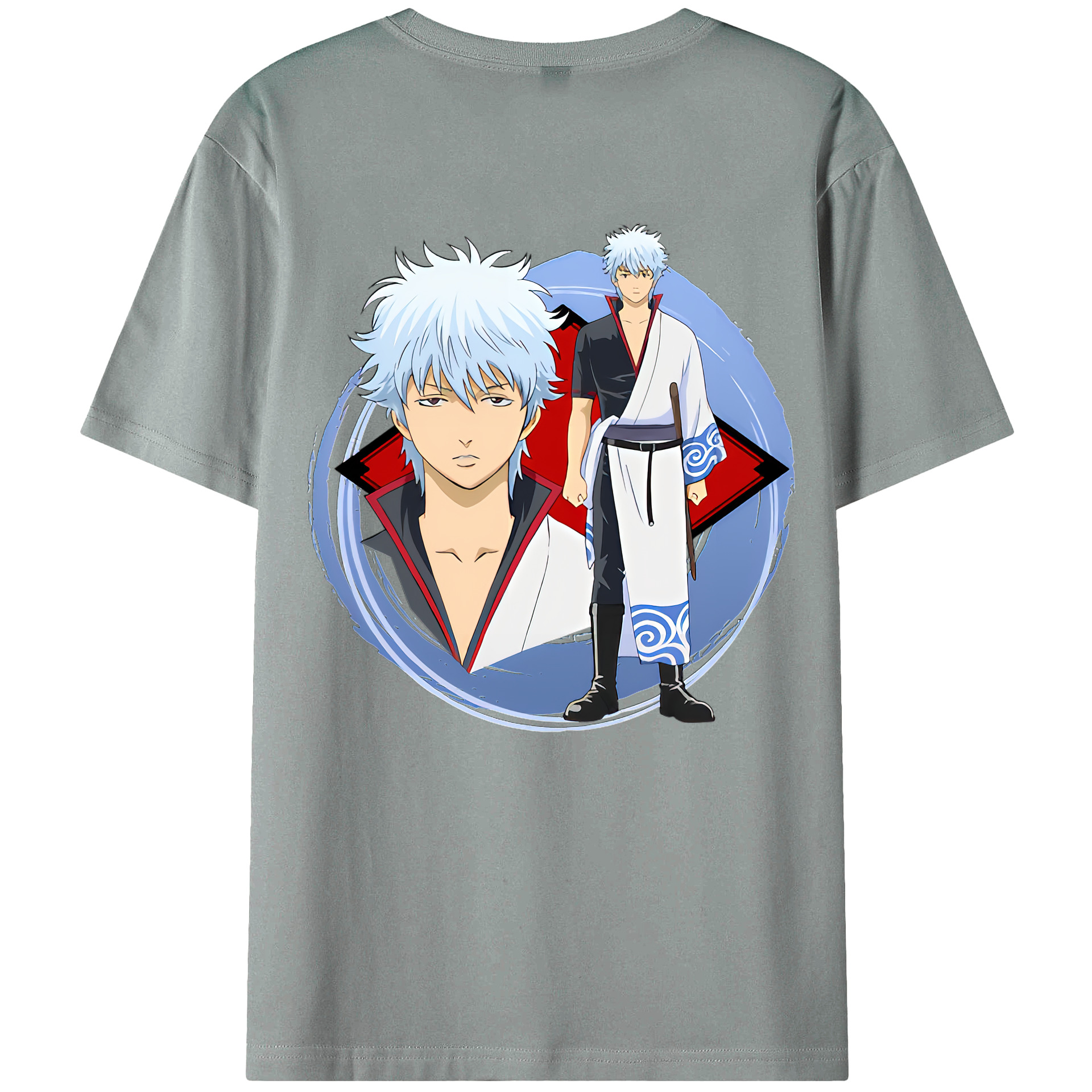 （画像用） ぎんたま 坂田銀時（さかたぎんとき） 神楽 志村新八（しむら しんぱち） GINTAMA Sakata Gintoki Kagura Shimura Shinpachi 綿100％ メンズ半袖Tシャツ（バックプリント） 通気性